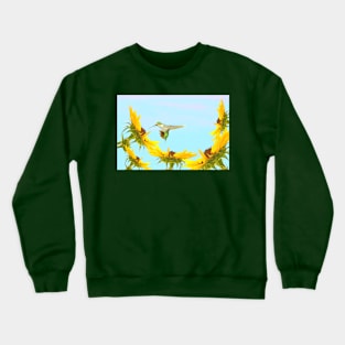 Ruby Throated Hummingbird and Sunflowers Crewneck Sweatshirt